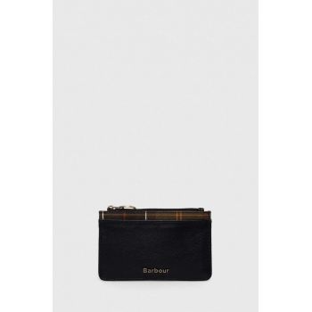 Barbour portofel de piele femei, culoarea negru