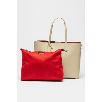 Geanta shopper din piele cu etui interior detasabil