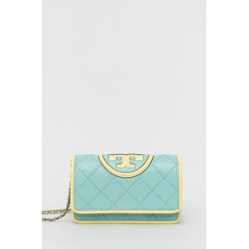 Tory Burch poseta de piele culoarea verde