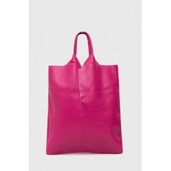 Answear Lab poseta de piele x colecția limitată SISTERHOOD culoarea roz