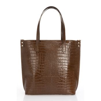 Geanta shopper din piele cu aspect de piele de crocodil