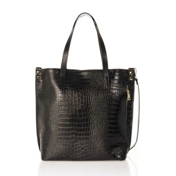 Geanta shopper din piele cu aspect de piele de crocodil