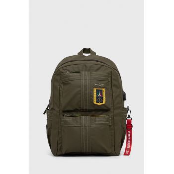 Aeronautica Militare rucsac barbati, culoarea verde, mare, neted ieftin