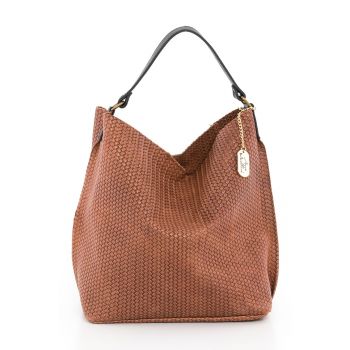 Geanta hobo de piele cu aspect impletit Sebastiana