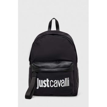 Just Cavalli rucsac barbati, culoarea negru, mare, cu imprimeu