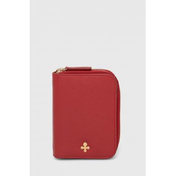 Lilou portofel de piele femei, culoarea roșu PORT/REDCAL/PO