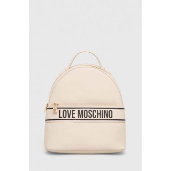 Love Moschino rucsac femei, culoarea bej, mic, cu imprimeu