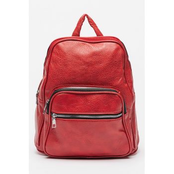 Rucsac din piele ecologica cu buzunare cu fermoar