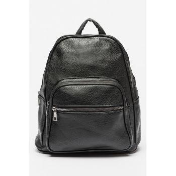 Rucsac din piele ecologica cu buzunare cu fermoar