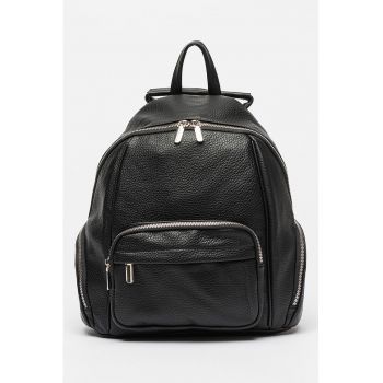 Rucsac din piele ecologica cu buzunare multiple cu fermoar