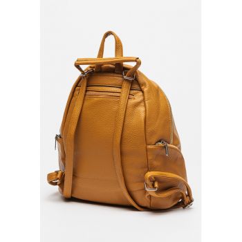 Rucsac din piele ecologica cu buzunare multiple cu fermoar