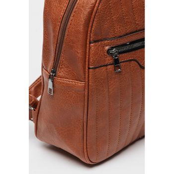 Rucsac striat din piele ecologica