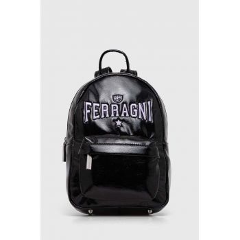 Chiara Ferragni rucsac femei, culoarea negru, mic, cu imprimeu