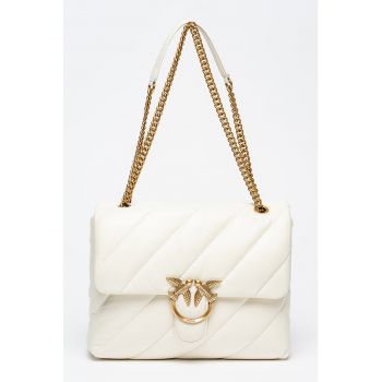 Geanta de piele cu bareta de umar si logo metalic Big Love Puff Maxi Quilt