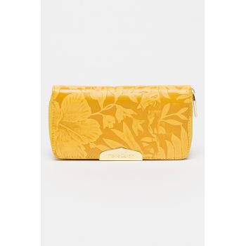 Portofel de piele ecologica cu model floral