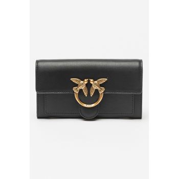Geanta crossbody de piele cu aplicatie logo metalica Love One