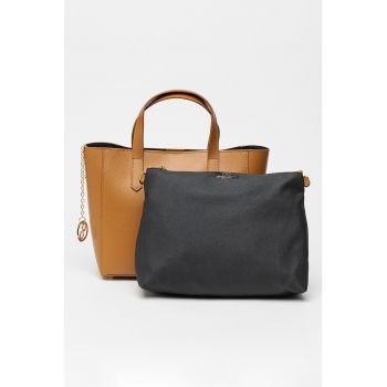 Geanta shopper de piele cu bareta detasabila