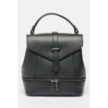 Rucsac de piele cu bretele detasabile si clapa