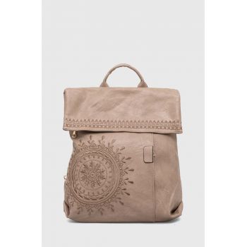 Medicine rucsac femei, culoarea bej, mare, cu imprimeu