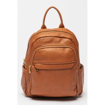 Rucsac de piele ecologica cu buzunare exterioare