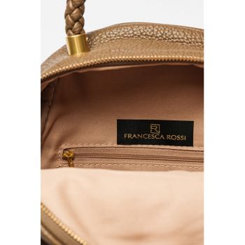 Rucsac de piele ecologica cu maner impletit