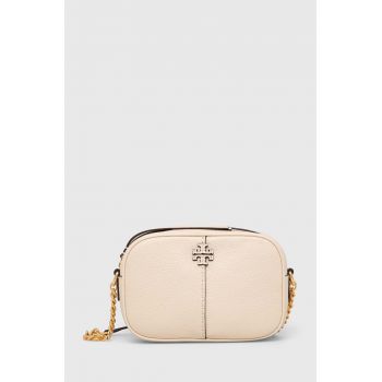 Tory Burch poseta de piele culoarea bej