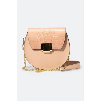 Geanta crossbody de piele cu aspect piele de crocodil