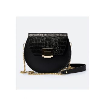Geanta crossbody de piele cu aspect piele de crocodil
