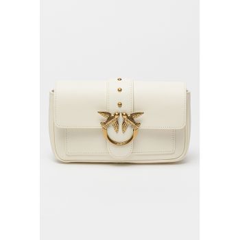 Geanta crossbody de piele Love One - Alb murdar