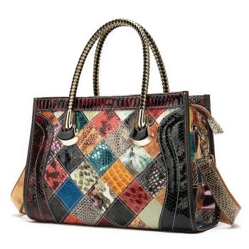Geanta dama, Abeona GT2061, piele naturala, Multicolor