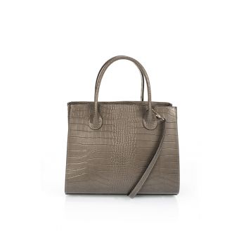 Geanta tote de piele cu model piele de crocodil