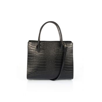 Geanta tote de piele cu model piele de crocodil