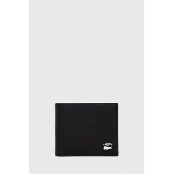 Lacoste portofel de piele barbati, culoarea negru