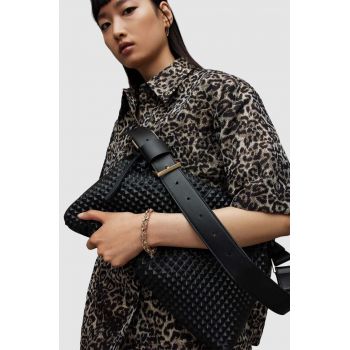 AllSaints poseta de piele Edbury culoarea negru