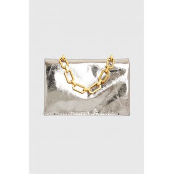 AllSaints poseta de piele Yua culoarea argintiu