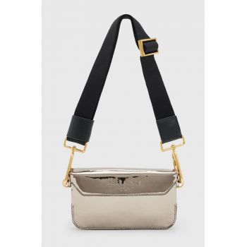 AllSaints poseta de piele Zoe culoarea argintiu
