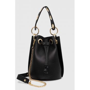 Answear Lab poseta de piele culoarea negru