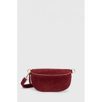 Answear Lab rinichi de piele intoarsa culoarea bordo