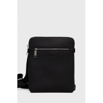 BOSS borseta de piele culoarea negru