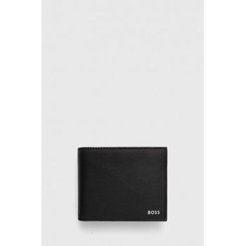 BOSS portofel de piele Randy barbati, culoarea negru