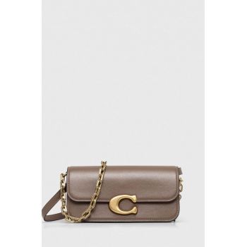 Coach poseta de piele LUX IDOL culoarea gri