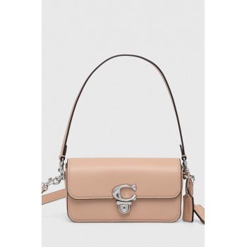 Coach poseta de piele Studio Baguette culoarea roz