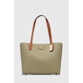 Coach poseta de piele culoarea verde