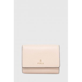 Furla portofel de piele Camelia femei, culoarea bej