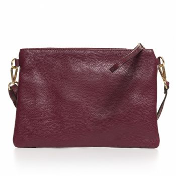 Geanta plic crossbody bordo, din piele naturala