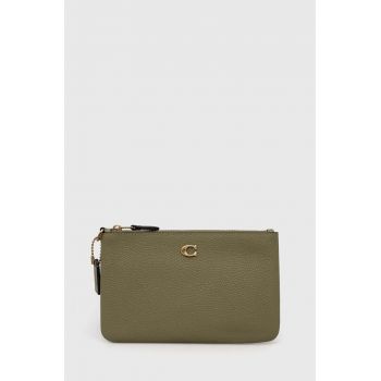 Coach borseta de piele Small Wristlet culoarea verde