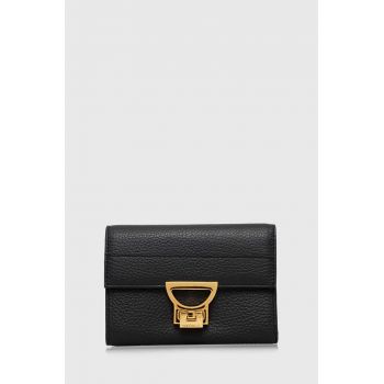 Coccinelle portofel de piele femei, culoarea negru