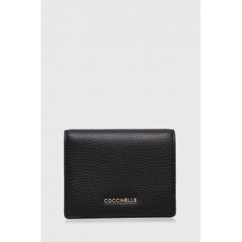 Coccinelle portofel de piele femei, culoarea negru