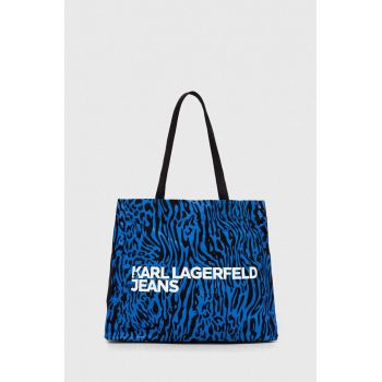 Karl Lagerfeld Jeans geanta de bumbac culoarea albastru marin ieftina