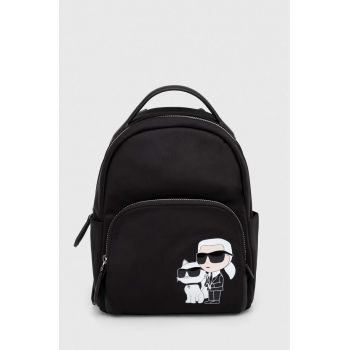 Karl Lagerfeld rucsac femei, culoarea negru, mic, cu imprimeu ieftin